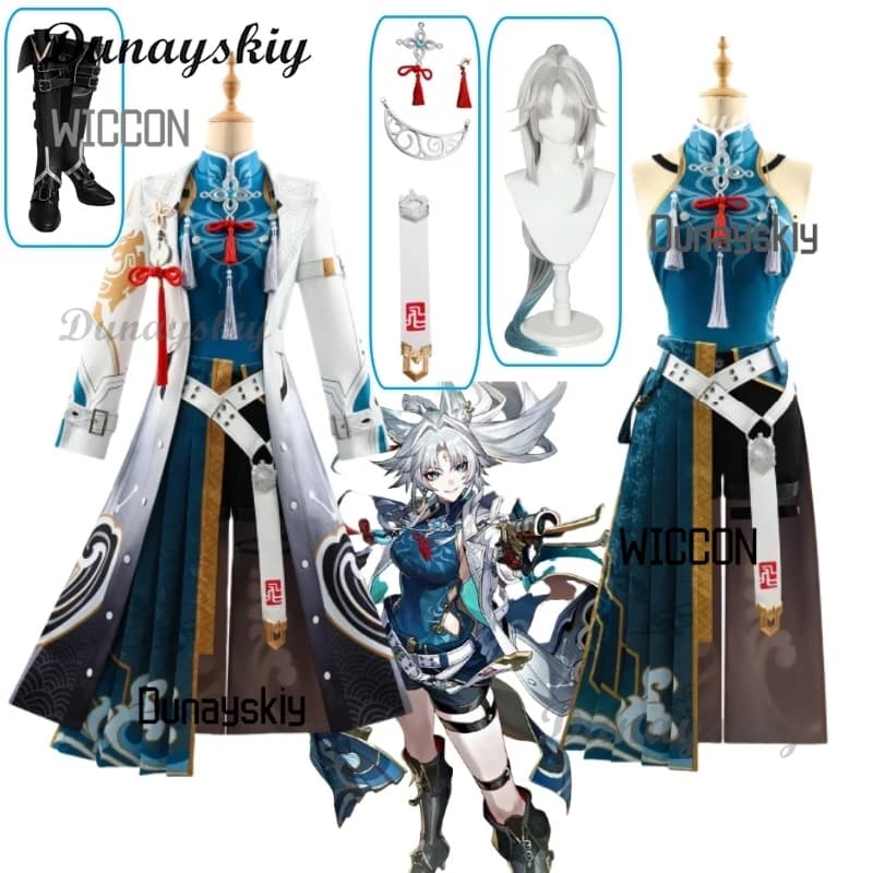 Honkai Star Rail Feixiao Costume Cosplay Parrucca Orecchie Orecchino Xianzhou Yaoqing Il Grande Generale Fei Xiao Cosplay Uniforme Halloween