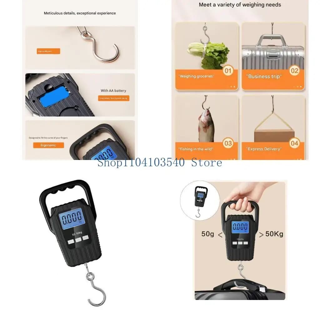 02DC Lightweight Portable Electronic Scale with 50kg Capacity & Unit Conversion Small for Luggage Grocery Postal Needs