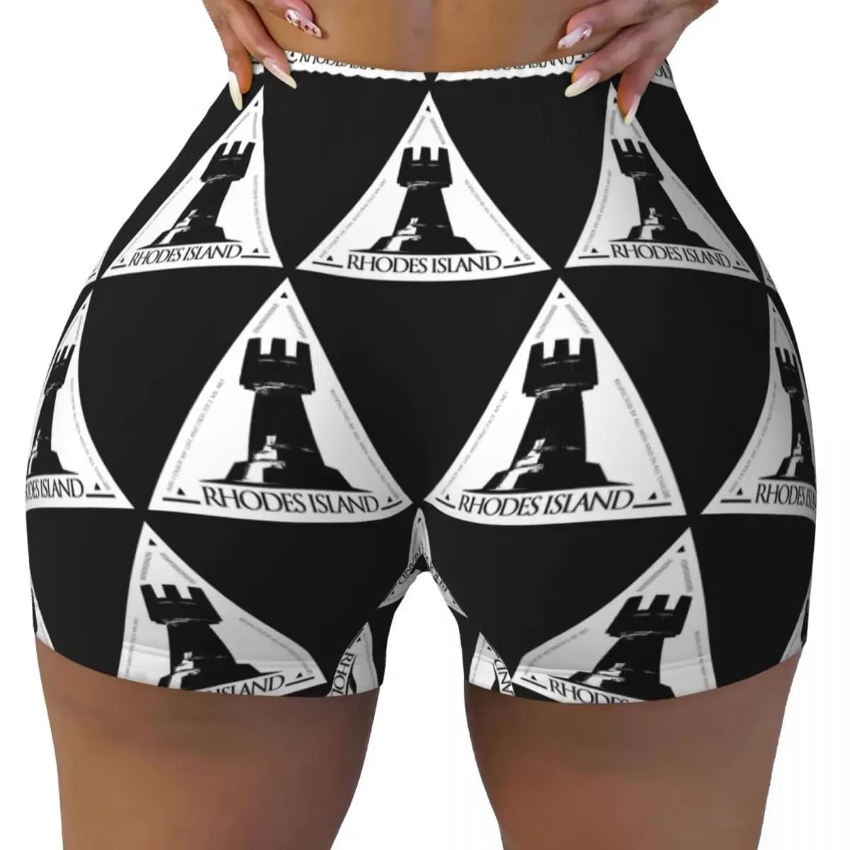 Custom Arknights Rhodes Island Emblem Yoga Shorts Women Gym Workout Running Athletic Volleyball Biker Shorts
