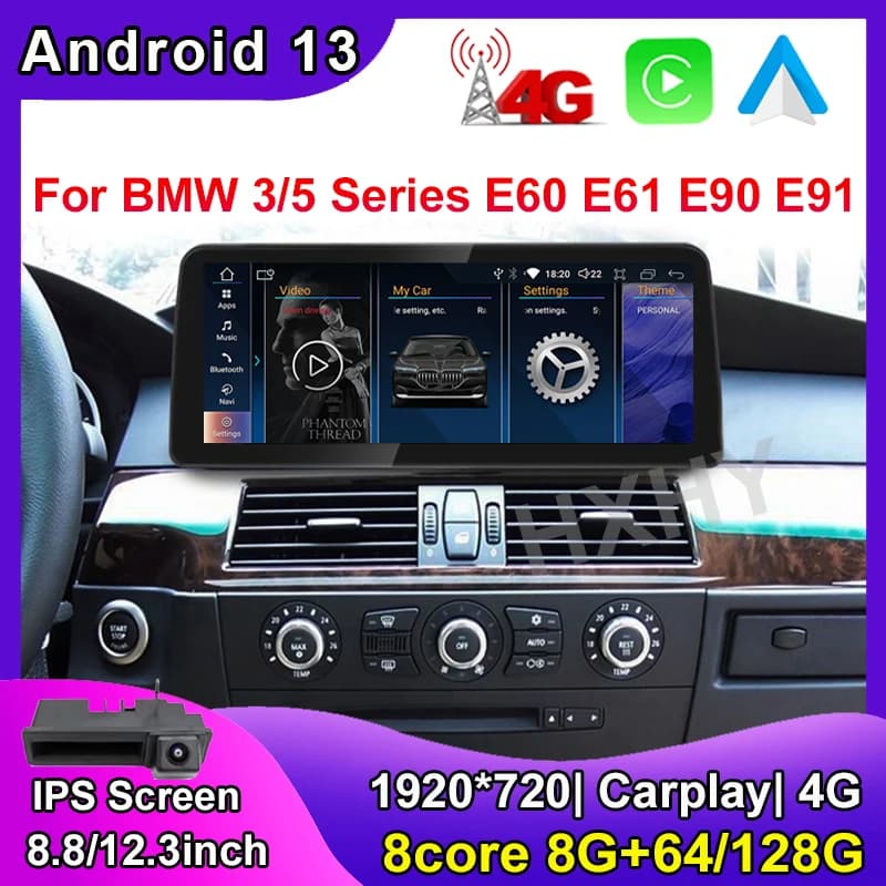 8.8/12.3 pollici Android 13 Sistema Intelligente Per Auto Wireless CarPlay 8 + 128G Per BMW E60 E90 Autoradio Multimediale