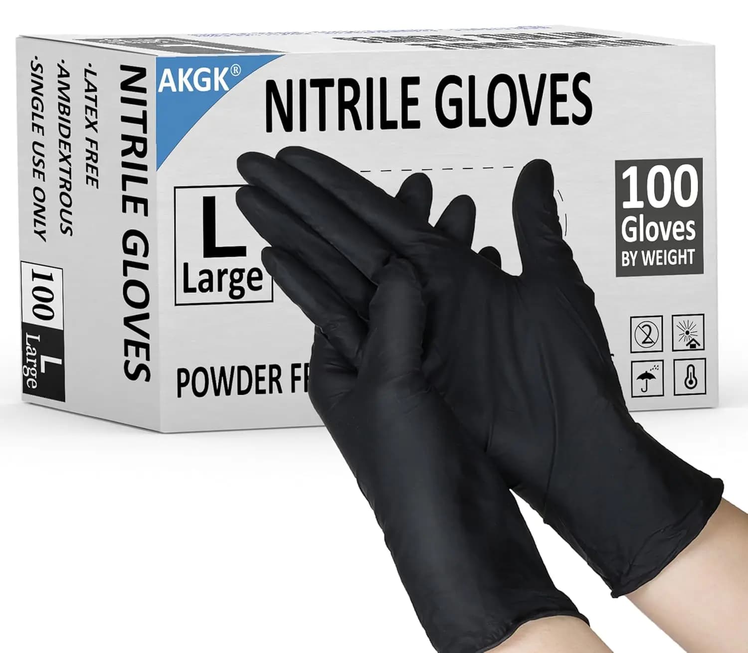 Guanti Monouso in Nitrile Nero, Taglia Grande, 100 Pezzi, Senza Polvere, Senza Lattice, Multiuso