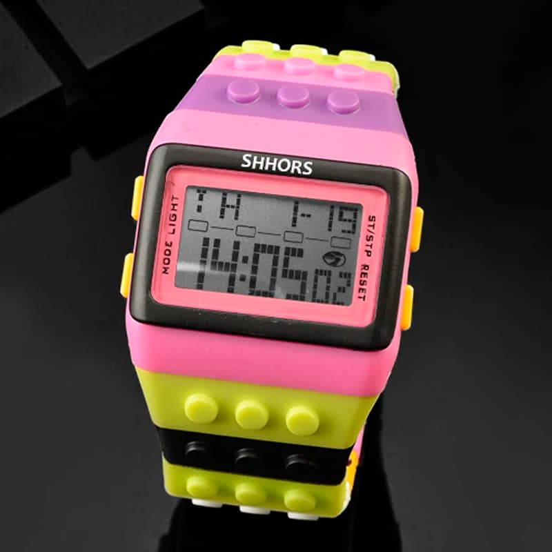 Fashionable Rainbow Women's Watch LED Digital Watches SHHORS Multifunction Electronic Wrist Watch Women's Watches Reloj Mujer