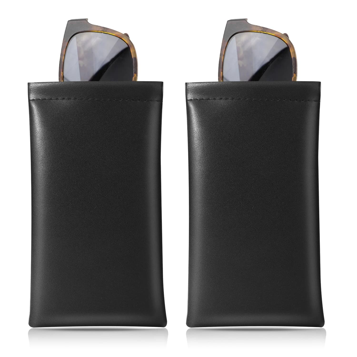 MoKo Squeeze Top Glasses Pouch, Portable Leather Soft Sunglasses Case Anti-Scratch Eyeglasses Bag Goggles Sleeve