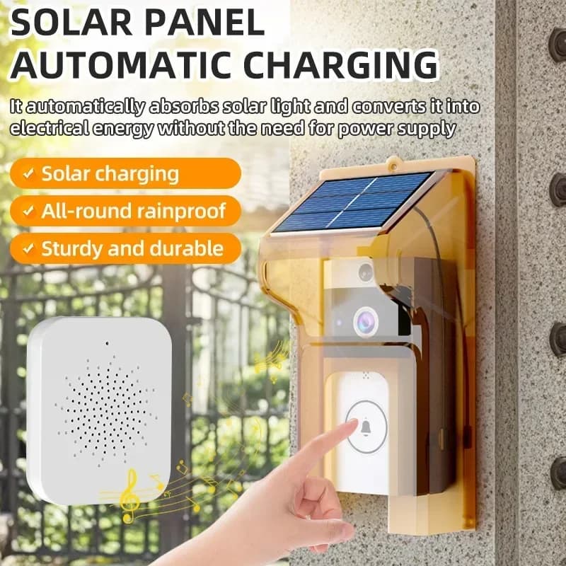 2026 Wireless Smart Doorbell Solar Charge Cover Waterproof WiFi Security Camera Video Intercom Digital Peephole Ring Door Bell