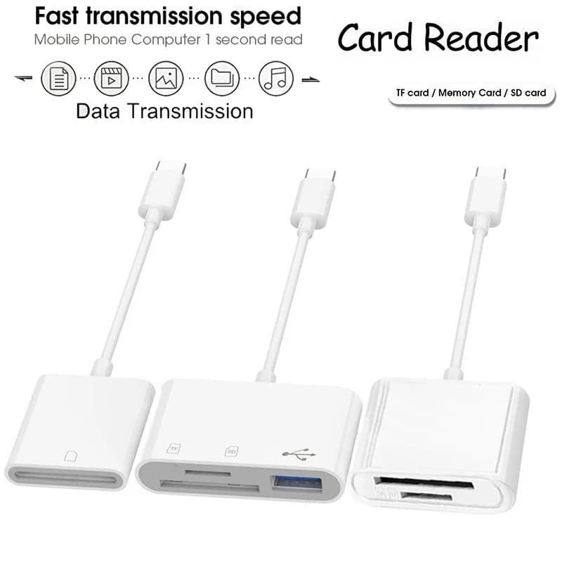 Adattatore Lettore Schede SD/TF 3-in-1/2-in-1/1-in-1 Type-C per Fotocamera, Plug and Play, da USB-C a USB