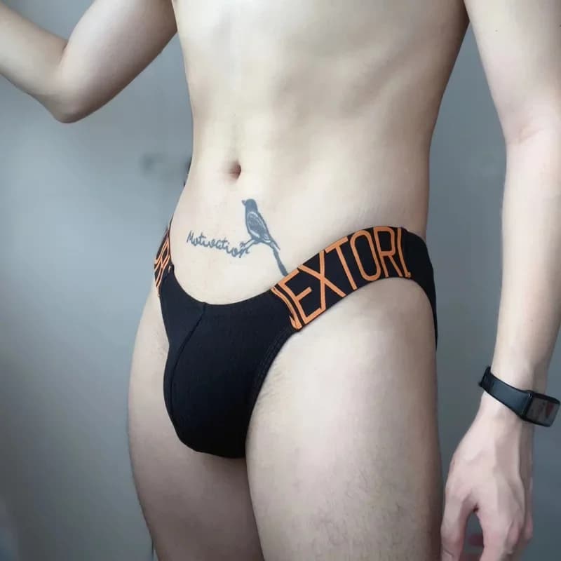 Tinta unita, lettere, pantaloni da uomo, biancheria intima da uomo alla moda a forcella alta a vita bassa OR6253