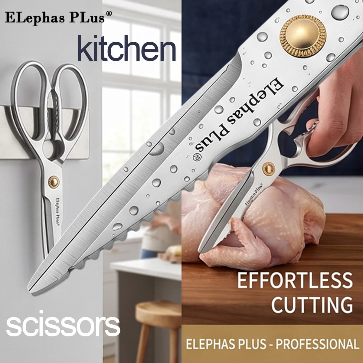 High Quality Multifunctional Kitchen Scissors Chicken Bone Scissors Fish Scale Scraper Bottle Opener Walnut Clip Kitchen Knife