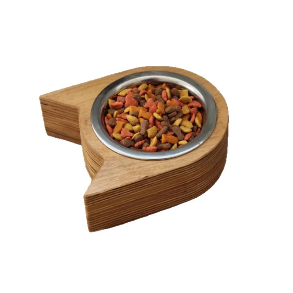 Tavolo da pranzo con orecchie di gatto Ciotola per animali con struttura in legno, ciotola in acciaio inossidabile Ciotola per cibo per gatti