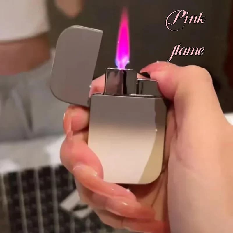 Accendino turbo gonfiabile antivento per esterni ad alta bellezza con fiamma rosa sfumata, accessori per sigarette, regalo da uomo