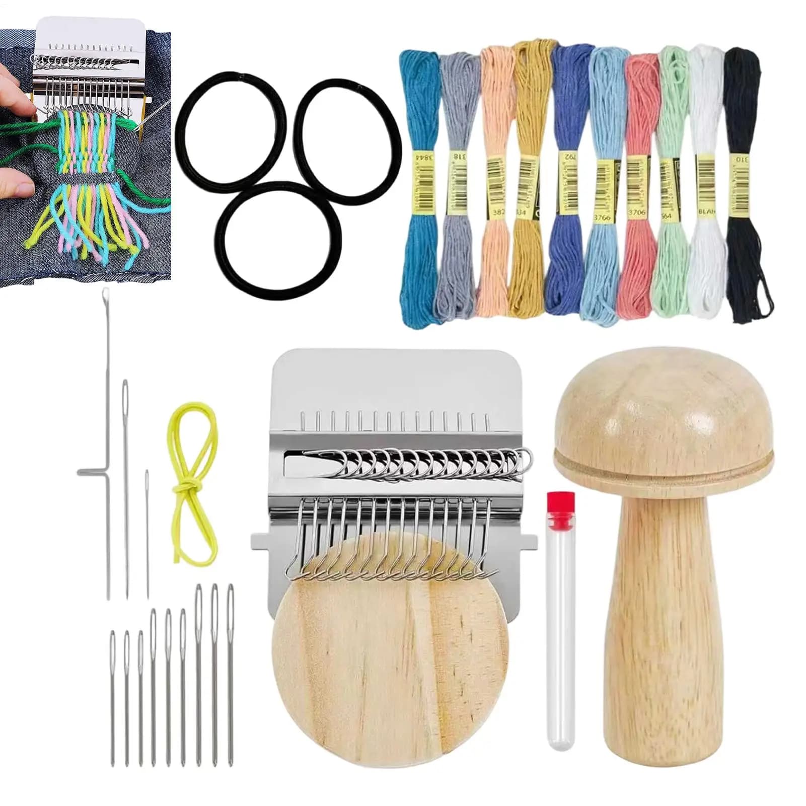 Kit Multifunzionale per Telaio da Maglia Portatile, Strumento Rapido in Legno per Riparazioni di Cucito e Lavori a Maglia