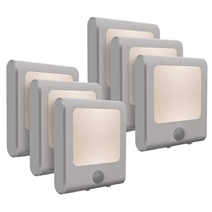 Set di 6 Luci Notturne LED Dimmerabili con Sensore di Movimento, Luce Notturna da Presa con Sensore Automatico dal Tramonto all'Alba, Luminosità Regolabile, Luce Calda