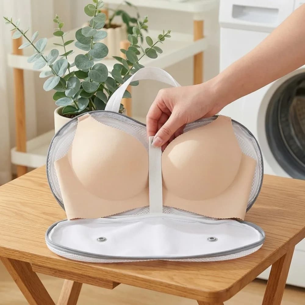 Zippered Closure Bra Laundry Bag Polyester Anti-Deformation Underwear Laundry Bag Internal Support Frame Mesh Design