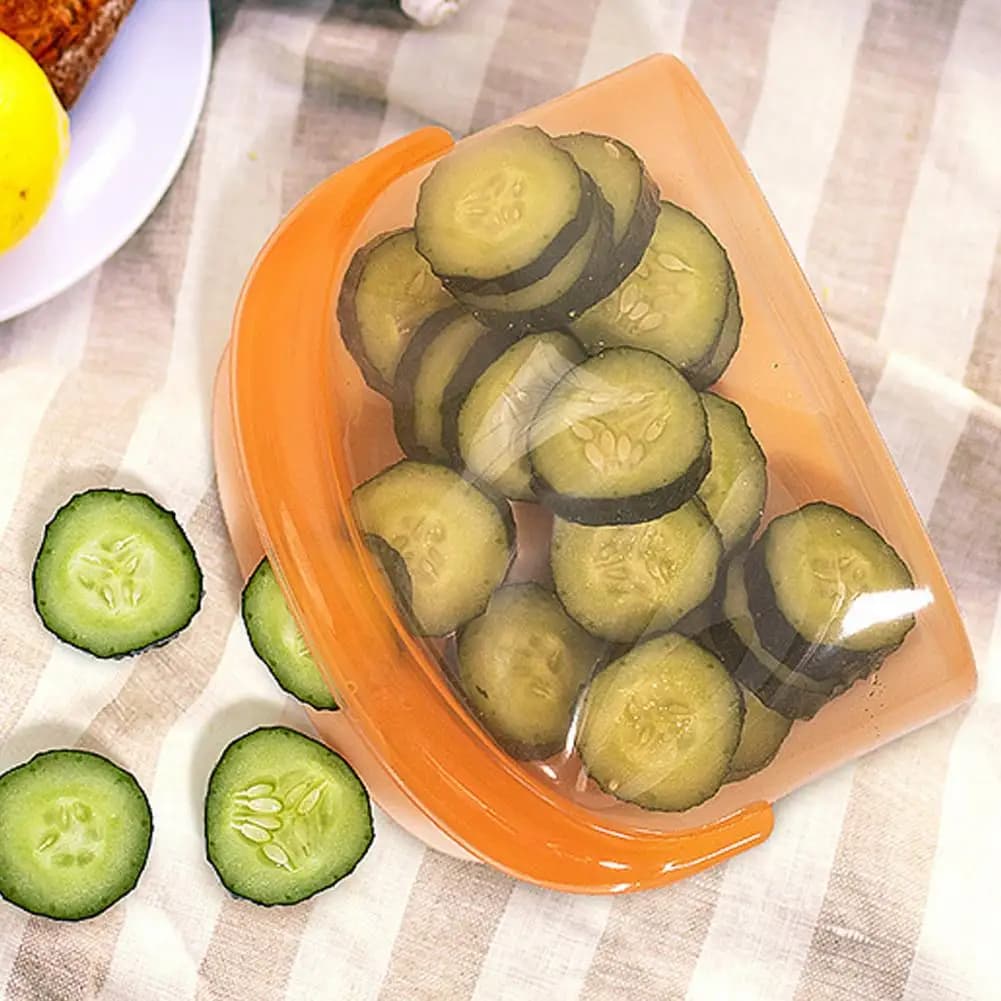 Contenitori in silicone a prova di perdite Borse portaoggetti ermetiche Borse in silicone per mantenere con chiusura a scatto Cassaforte per alimenti per lavastoviglie