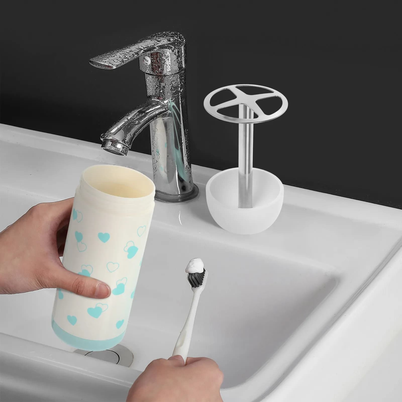 Portaspazzolini Premium in Acciaio Inossidabile, Supporto Multi-Slot per Spazzolini da Bagno, Casa, Hotel, Cucina, Scaffale da Bancone