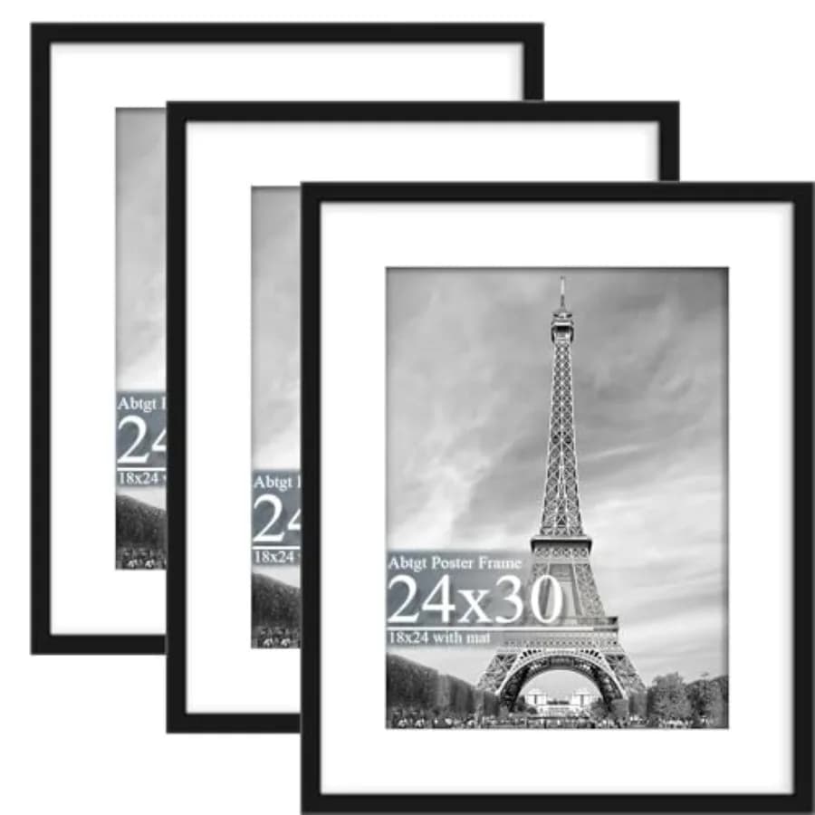 Set di 3 Cornici per Foto 18x24 con o senza Passepartout, Decorazione da Parete Verticale e Orizzontale
