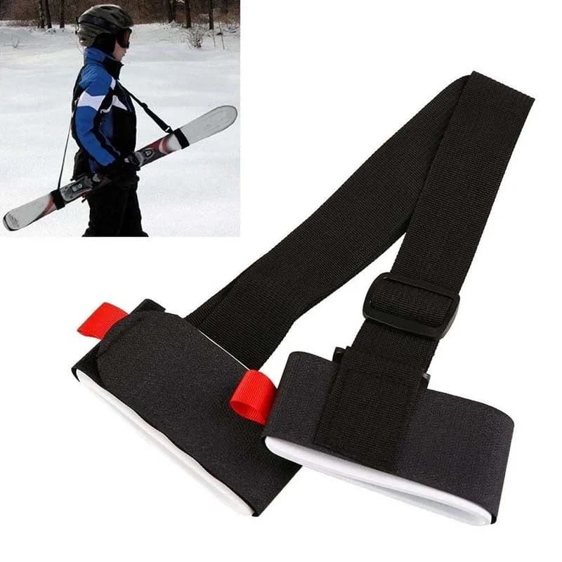 1-3 Pezzi Cinghia Doppia per Trasporto Sci in Nylon Regolabile con Velcro, Tracolla Portasci Portatile, Fascia di Fissaggio per Sci e Snowboard
