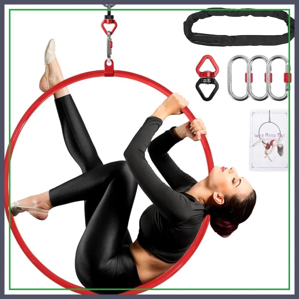Kit Cerchio Aereo Rosso 85cm/90cm, Anello Monopunto, Sistema di Sicurezza da 2 Tonnellate, Finitura Lucida