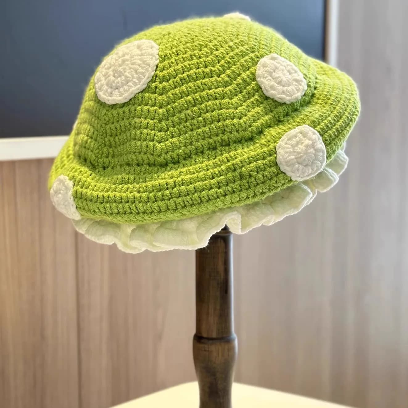Sweet Funny Mushroom Crocheted Hat Women Winter Warm Beanie Cap For Halloween Party Cosplay Headwear