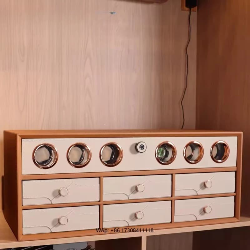 Avvolgitore Automatico per Orologi a 6 Scomparti, Scatola in Legno per 4, 6 o 8 Orologi, con Schermo LCD Touch e Agitatore per Orologi Meccanici