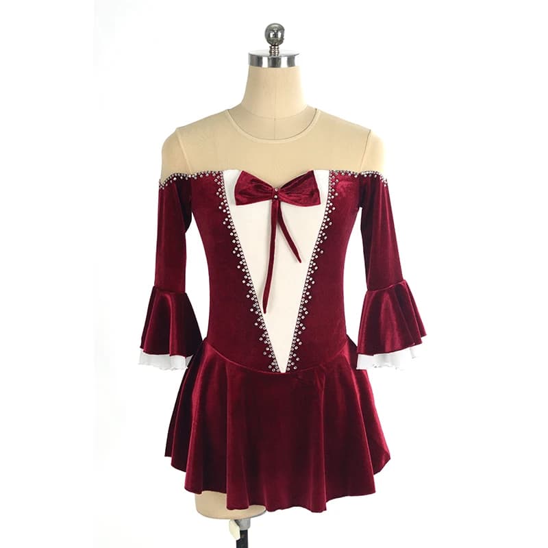 Abito da pattinaggio di figura personalizzato Ragazza viola Abito da allenamento per pattinaggio su ghiaccio da donna Spettacolo per bambini Costume da ballo