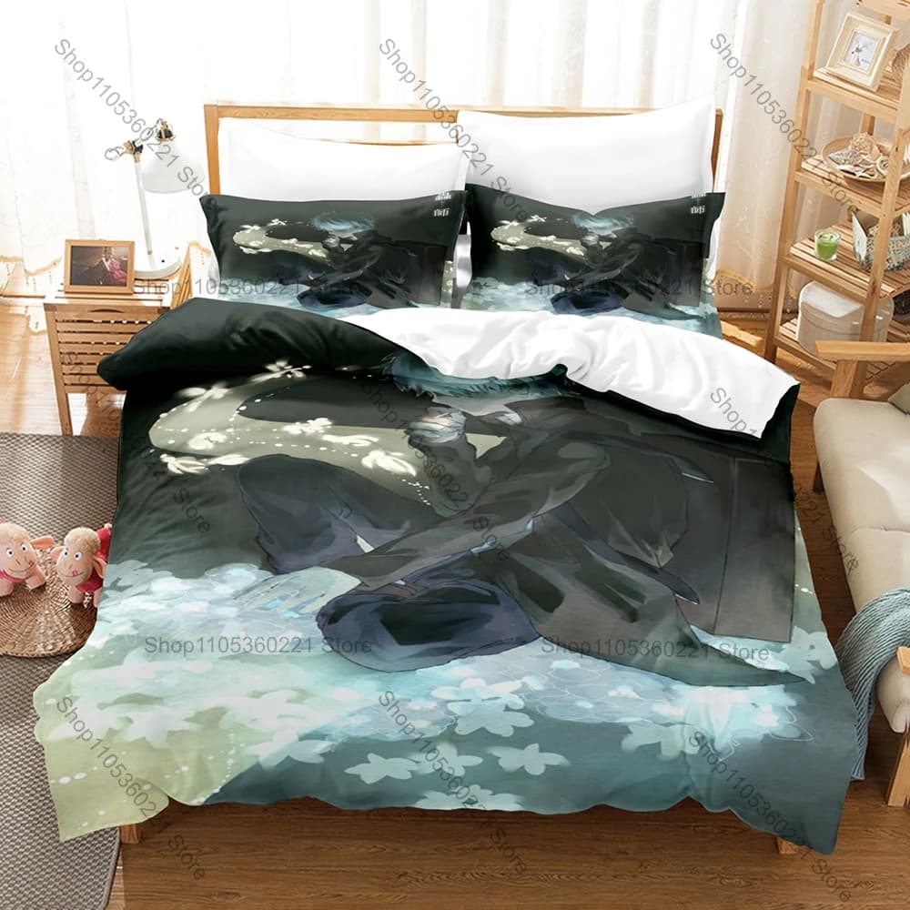 Cool Wandering Mushi Master Ginko Mystic Forest Mushishi Vintage Poster Duvet Cover Set For Japanese Manga Anime Fans