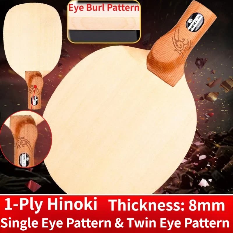 Shenlongmu 1-Ply Hinoki Table Tennis Racket Blade Single Eye Pattern/Twin Eye Pattern Professional RPB Penhold Ping Pong Paddle