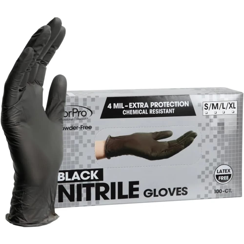 Guanti monouso in nitrile da collezione professionale, resistenti agli agenti chimici, senza polvere, senza lattice, non sterili, sicuri per alimenti, 4 mil