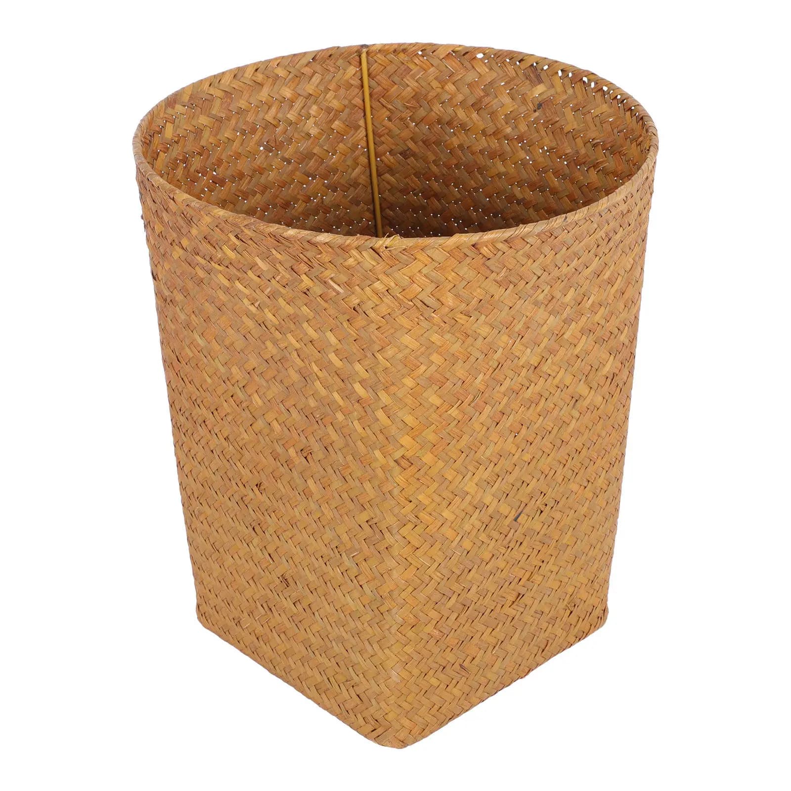 1 Pezzo Elegante Cestino in Paglia Multiuso per Cameretta Bambini, Bagno, Studio, Camera da Letto, Soggiorno - Elegante Contenitore per Rifiuti per l'Arredamento Domestico