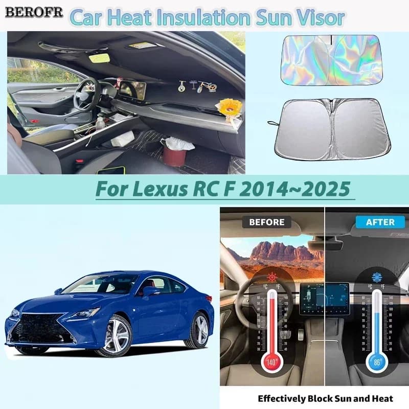 Car Front Windshield Sunshade Heat Insulation Sun Visor Summer Colling Auto Accessories For Lexus RC F 2014~2025 2015 Foldable