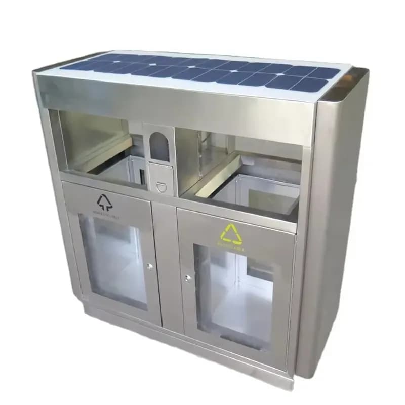 Stainless Steel Outdoor Commercial Trash Can Recyclable Waste Bin for Public Areas Parks Streets Durable Large Capacity