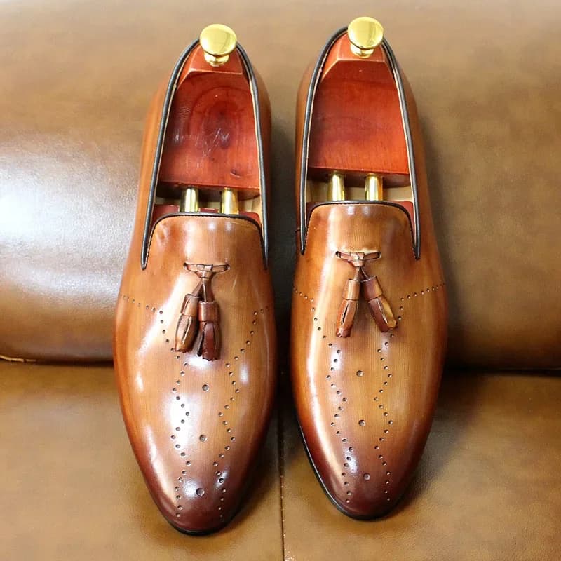 FELIX CHU Mocassini con nappe in vera pelle da uomo Scarpe eleganti casual Festa di nozze Gentleman Street Style Alla moda