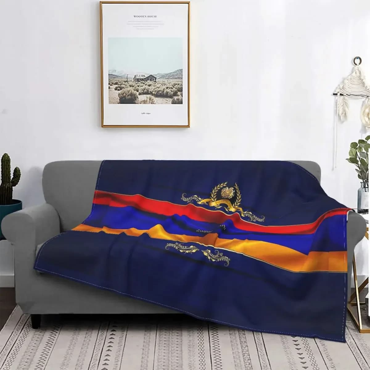 Coperta dorata dell'armenia flanella bandiera egiziana fantastica coperta traspirante per la casa per tutta la stagione