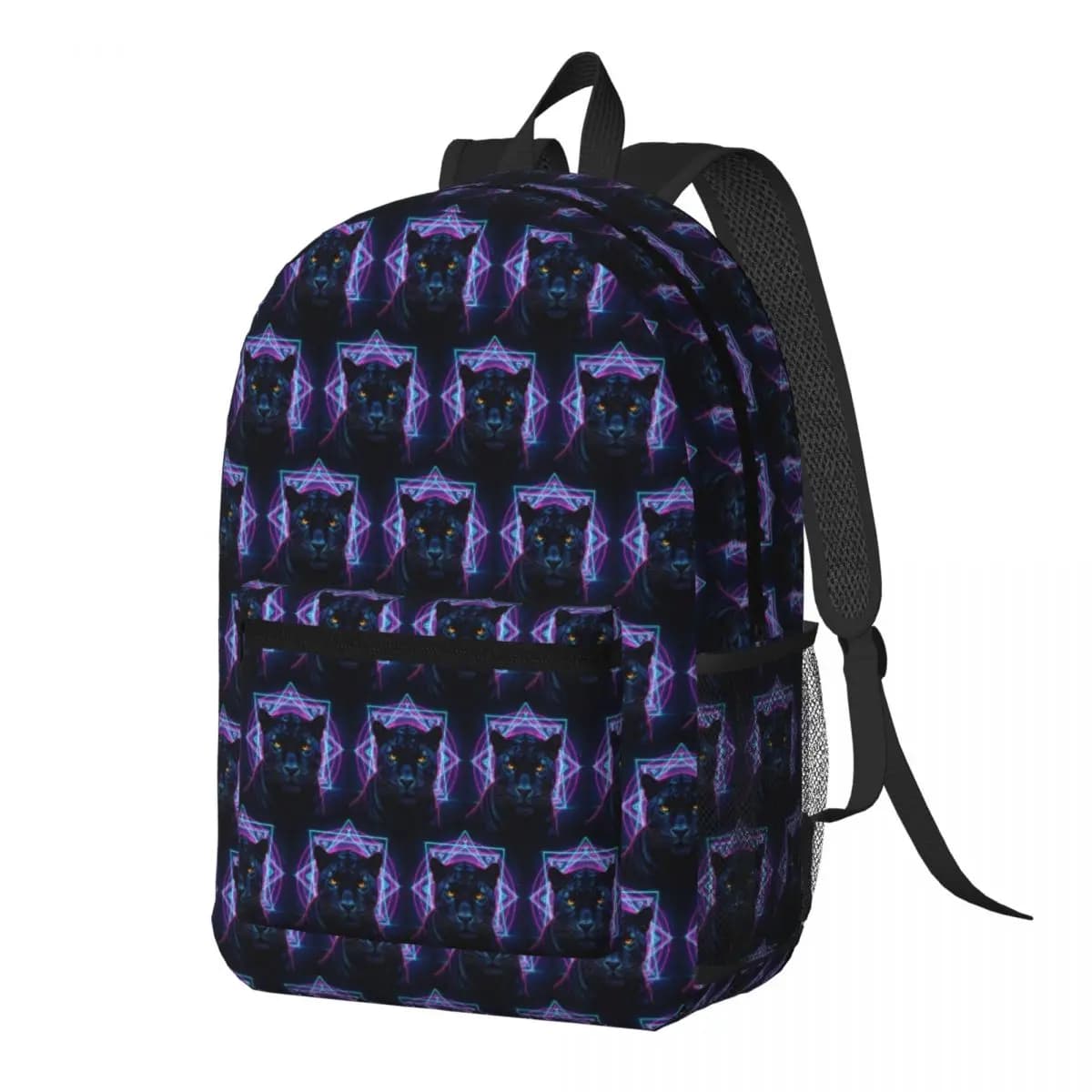 Cosmic Panther Mystical Neon Guardian Backpack Daypack Large Capacity Children BookBag School Bag Shoulder Bags for Men Women