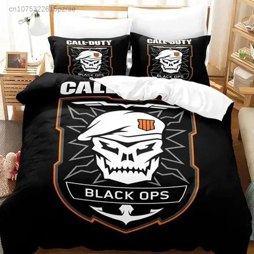 Call Of Duty Black Ops Logo Bedding Set Duvet Cover Bed Set Quilt Cover Pillowcase Comforter US King Queen Size Bed Linen COD