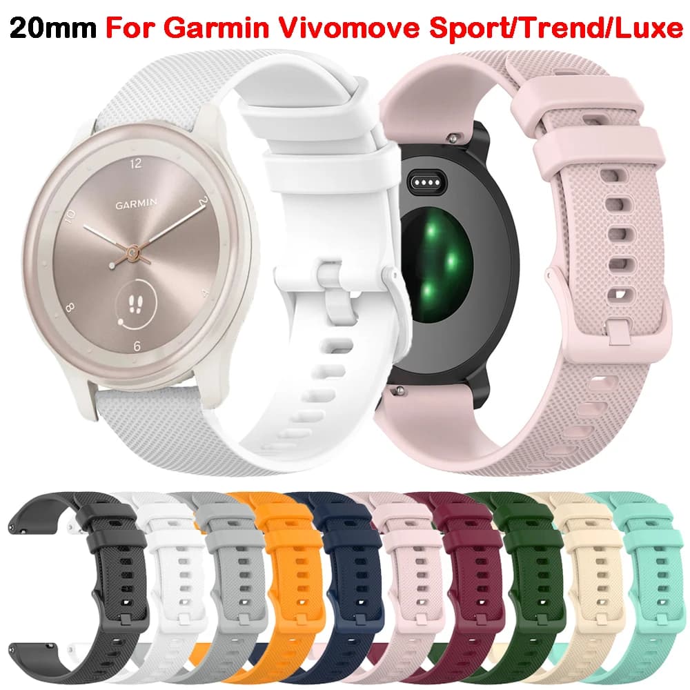 Vivomove Sports Strap for Garmin Vivomove Trend/Luxe/Sport/Style/HR Bracelet 20 mm silicone smart watch strap