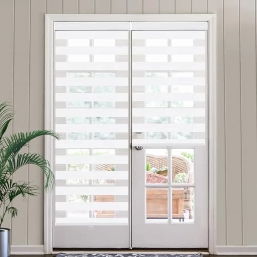 Tende a rullo CoeZebra per porte finestre alla francese, con blocco a rotazione libera, tende oscuranti e velate da 24" L x 90" A, per trattamento luce