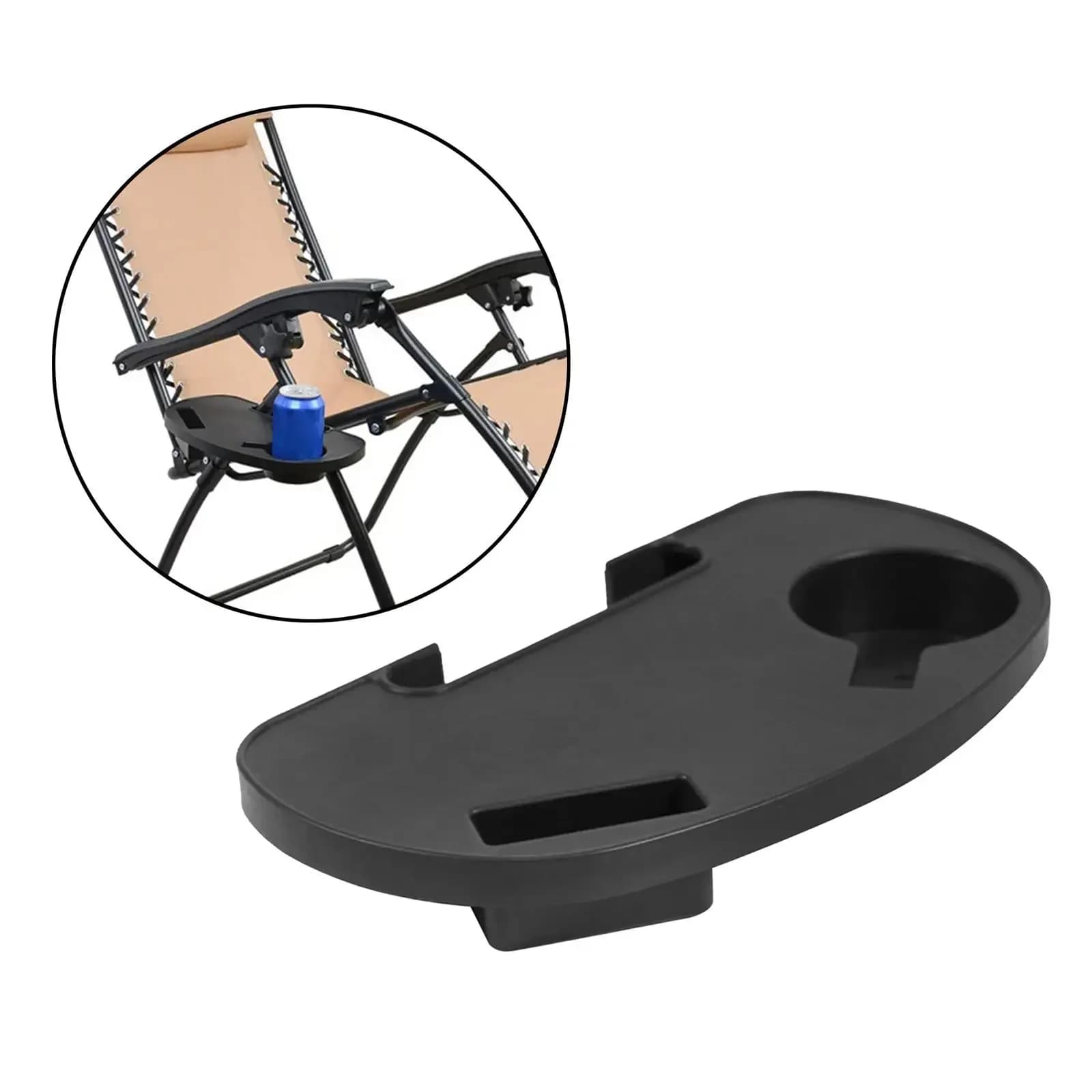 Vassoio per snack portabicchieri universale in plastica per sedia per il tempo libero, poltrona reclinabile da giardino, tavolino con clip per lettino prendisole (esclusa le sedie)