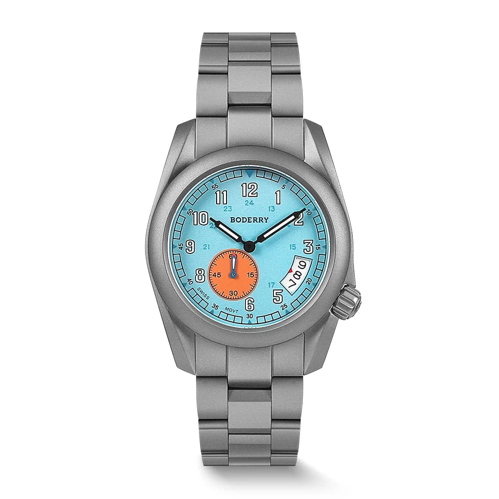 BODERRY Orologio da uomo Pliot 38MM Orologio da polso al quarzo in titanio Diver 100m Impermeabile Zaffiro Luminoso Militare 6004D Mov