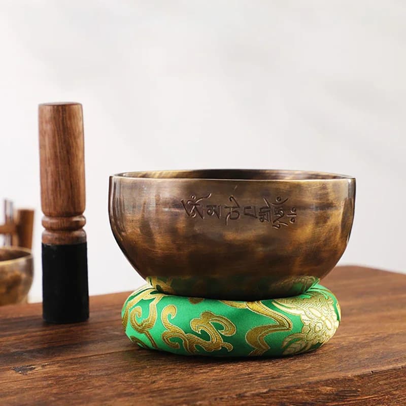 Full Moon Brass Singing Bowl Nepal Handmade Tibetan Bowls Buddhism Meditation Large Sound Bowl Chakras Musical Instrument Gifts