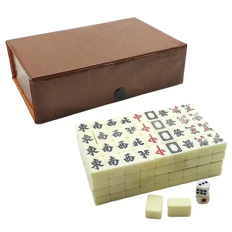 Set mini Mahjong portatile con custodia per il trasporto Gioco tradizionale di attività di intrattenimento Gioco da tavolo Gioco di piastrelle per feste a casa