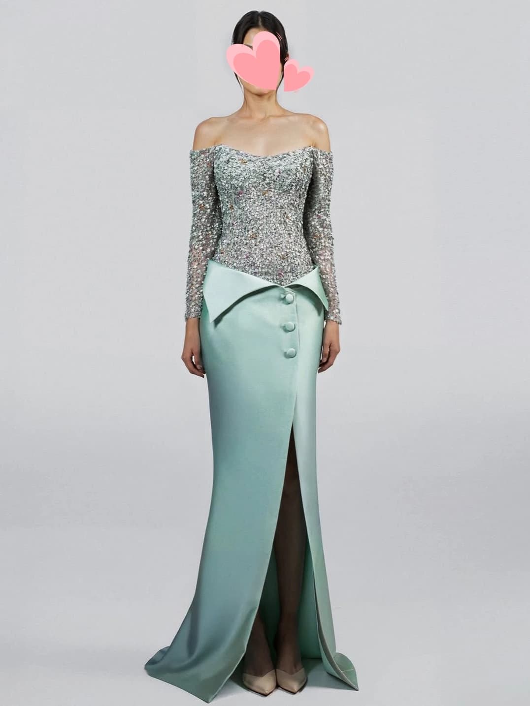 Oisslec Abito Elegante Vintage Verde Dolce Stile Sirena in Raso con Scollo a Barca, Nuovo Personalizzabile per Occasioni Formali, Abito da Ballo, Abito da Sera per Feste