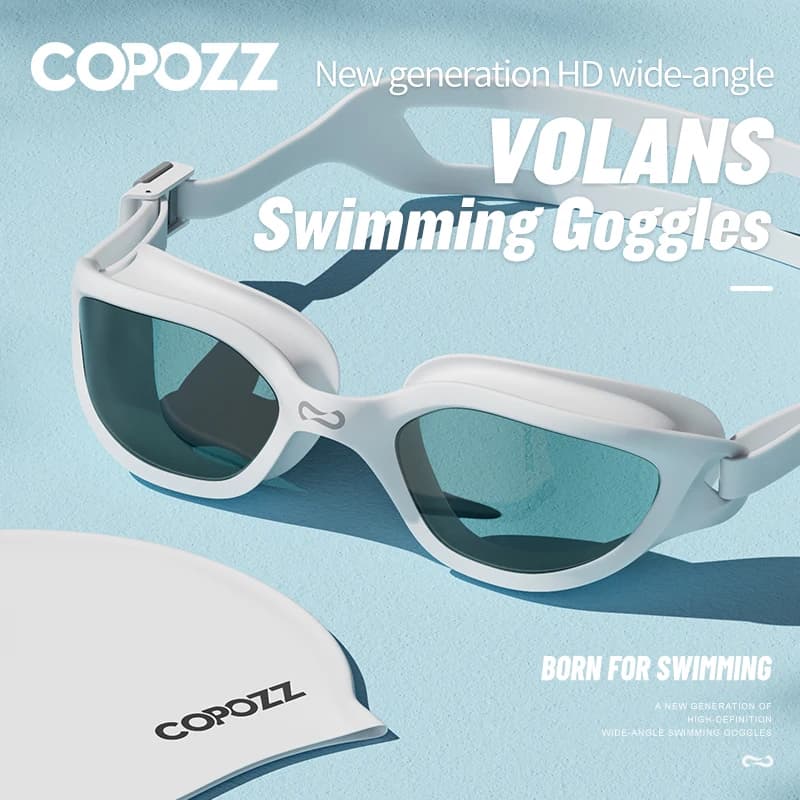 COPOZZ Occhialini da nuoto professionali HD antiappannamento con protezione UV, occhiali da nuoto regolabili in silicone per uomo e donna