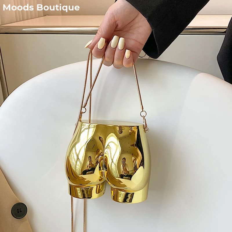 MOODS Niche Design Evening Clutch Purse Luxury For Women Golden Acrylic Dinner Party Funny Bag Designer Chain Cross Body Pouch