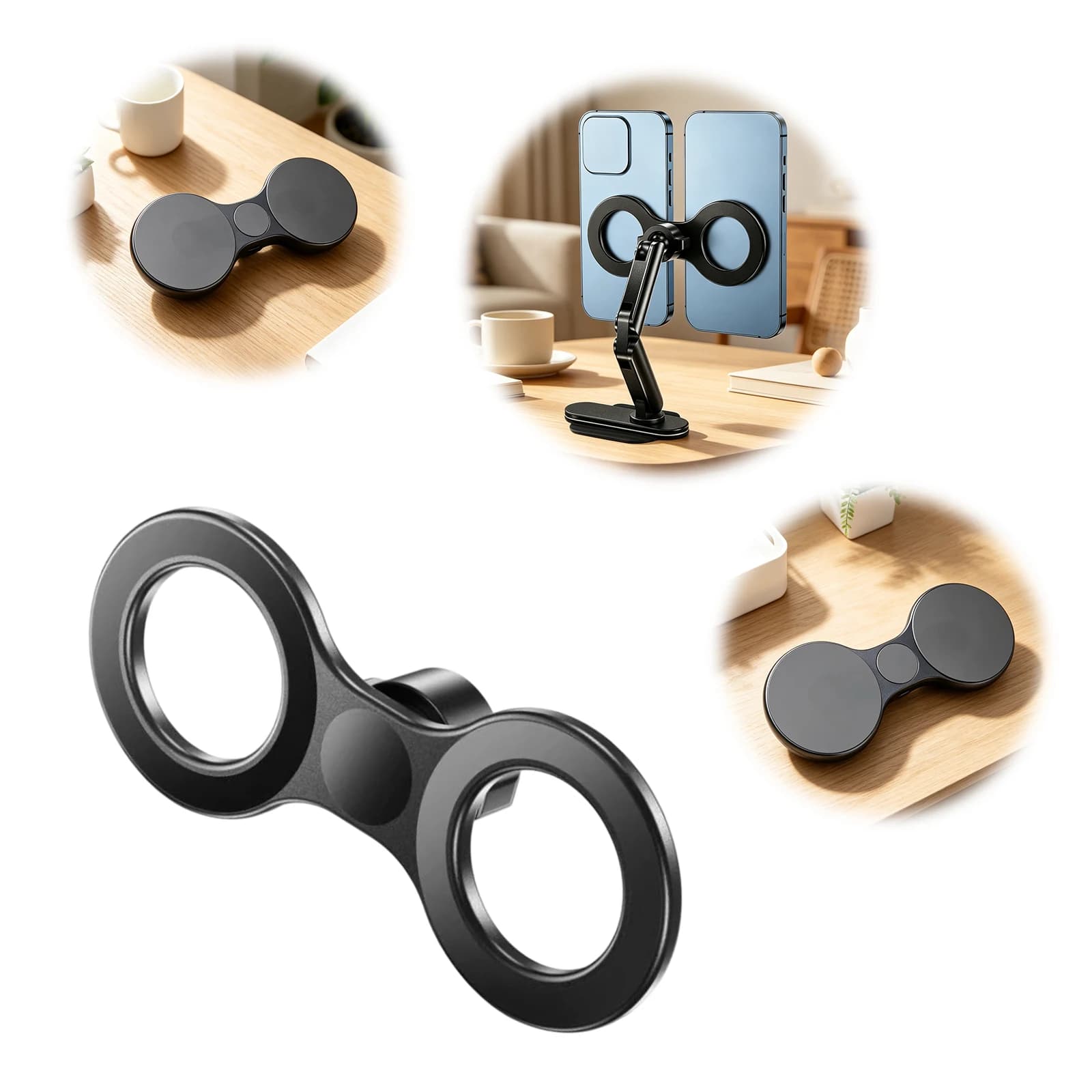 Car Double Head Phone Holder Lightweight 17mm Ball Head Stand Multi Purpose Adjustable Streaming Clamp for Office Desk&Home Use