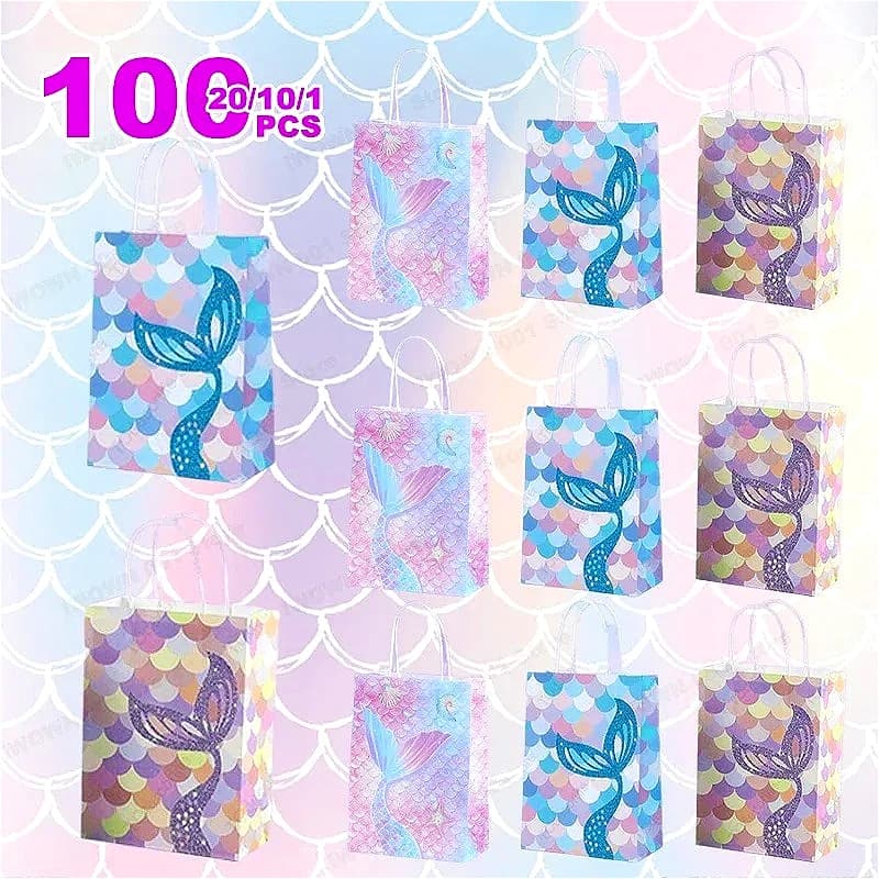 Sacchetti regalo in carta Kraft con manico a sirena per festival, feste, biscotti, caramelle, scatole per imballaggio, forniture Podziękowania Dla Goci Chrzest