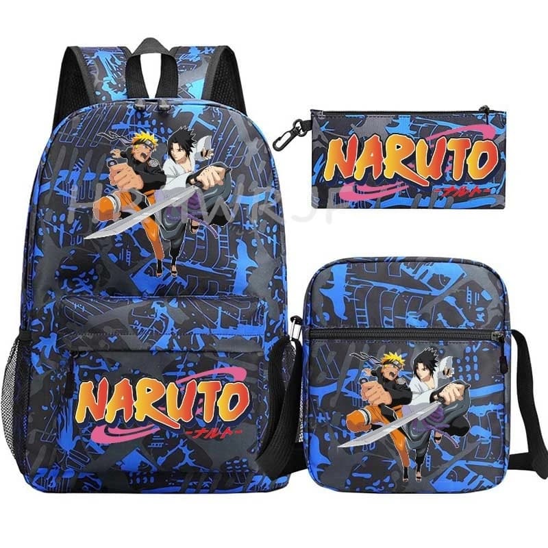3pcs Uzumaki Naruto Uchiha Sasuke Schoolbags Nylon School Backpack For Teens boys Girls Large-capacity Laptop Travel Mochilas