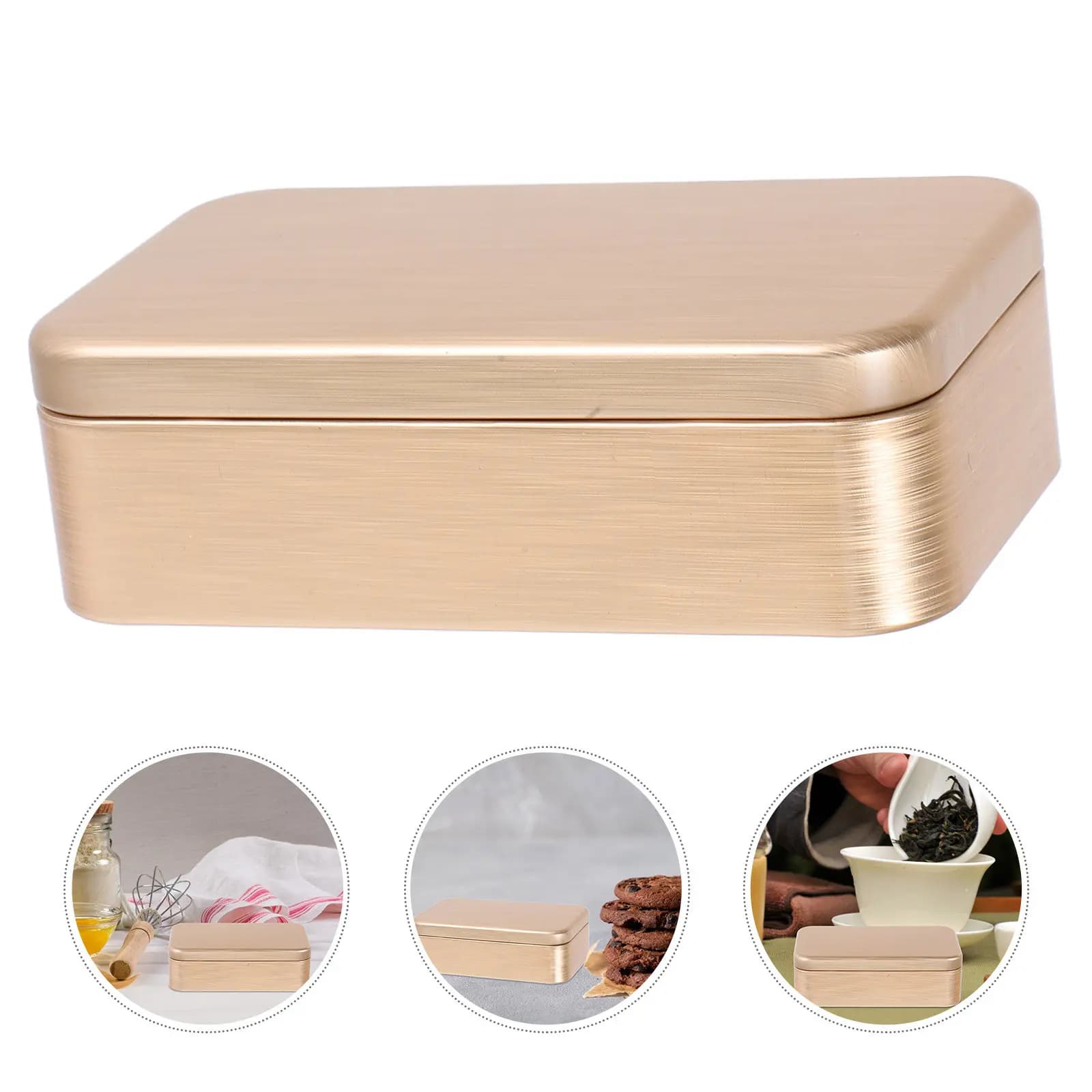 Set of 5 Rectangular Tin Boxes, Compact Metallic Containers with Scatto Cover, Jewellery Door, Coins and Pills, Small Boxes with Covers