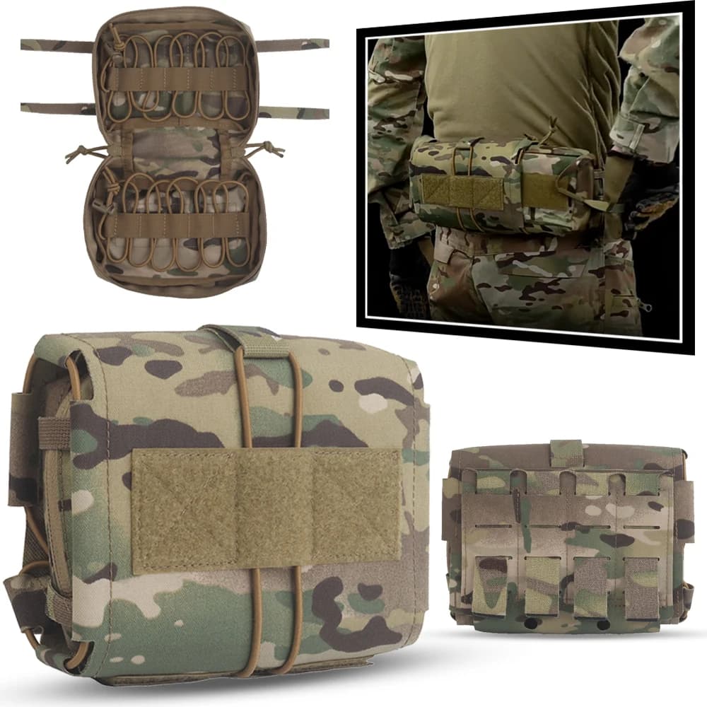 Kit di pronto soccorso 2 in 1 Molle Rapid/Quick Deploy Sistema IFAK a due pezzi Kit medico di estrazione orizzontale Borsa compatta per kit traumatologico