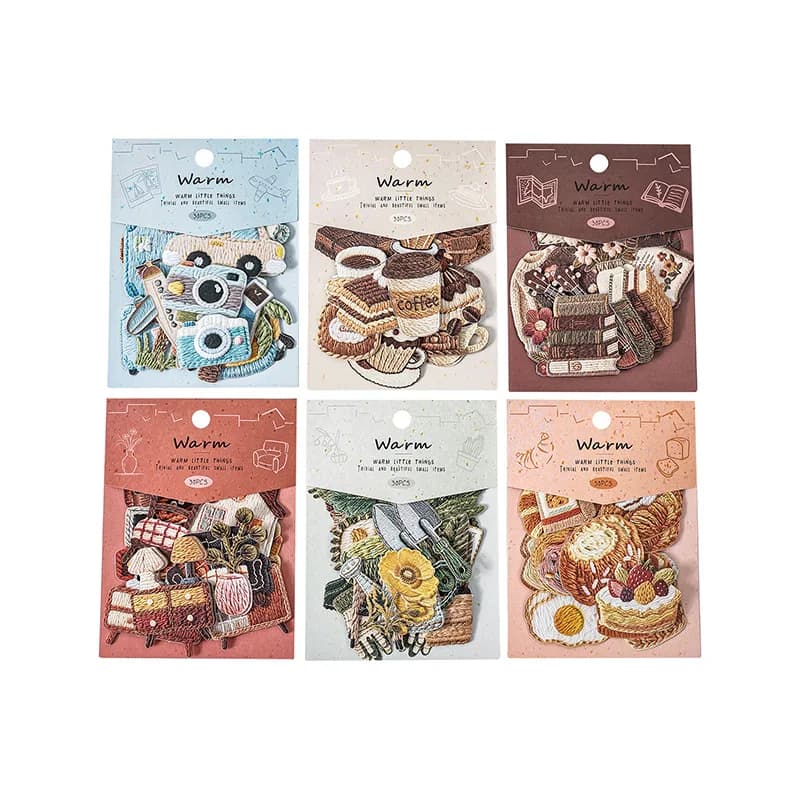 30 Sheets/Bag Home Decor Themed Embossed Sticker Set for DIY Scrapbook Phone Case Decoration Gift Craft Supplies
