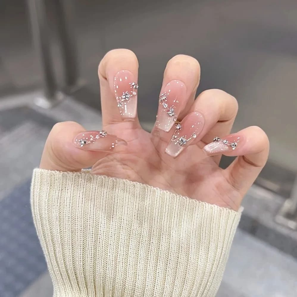 Pure desire style sweet tea blush french secret cat eye diamond manicure wearable nail whitening detachable finished patch 30